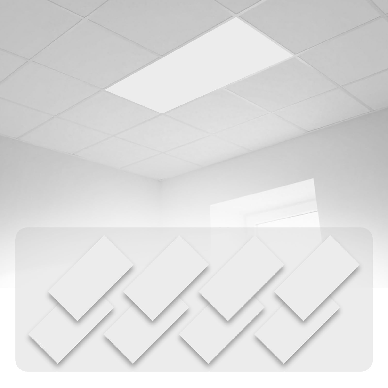 8 Pcs Fluorescent Light Covers with 80 Magnets Decorative for Classroom Ceiling Light 4 x 2 Feet Magnetic Light Covers Filter Easy Install for Office Hospitals &amp; Home Drop Ceiling Supplies