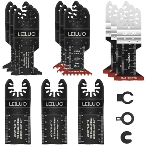 LEILUO 15 Pcs Multitool Accessories Kit for Wood Nails Drywall Cutting Universal Oscillating Saw Attachments with Storage Bag Compatible with DeWalt Dremel Makita and More