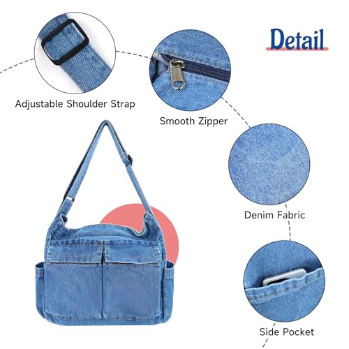 Bolso de hombro de mezclilla para mujer con gran capacidad miniatura 5