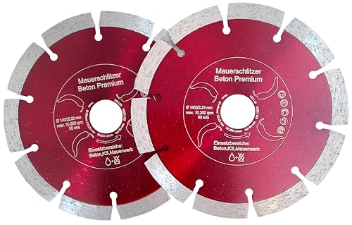 Mauerschlitz Lot de 2 disques à tronçonner diamantés de qualité supérieure 140 mm pour rainureuse murale