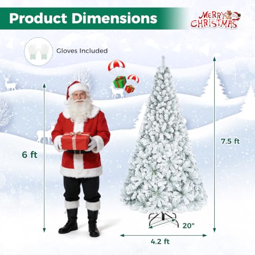 HAPPYGRILL 7.5 FT Unlit Snow Flocked Artificial Christmas Tree - Image 3