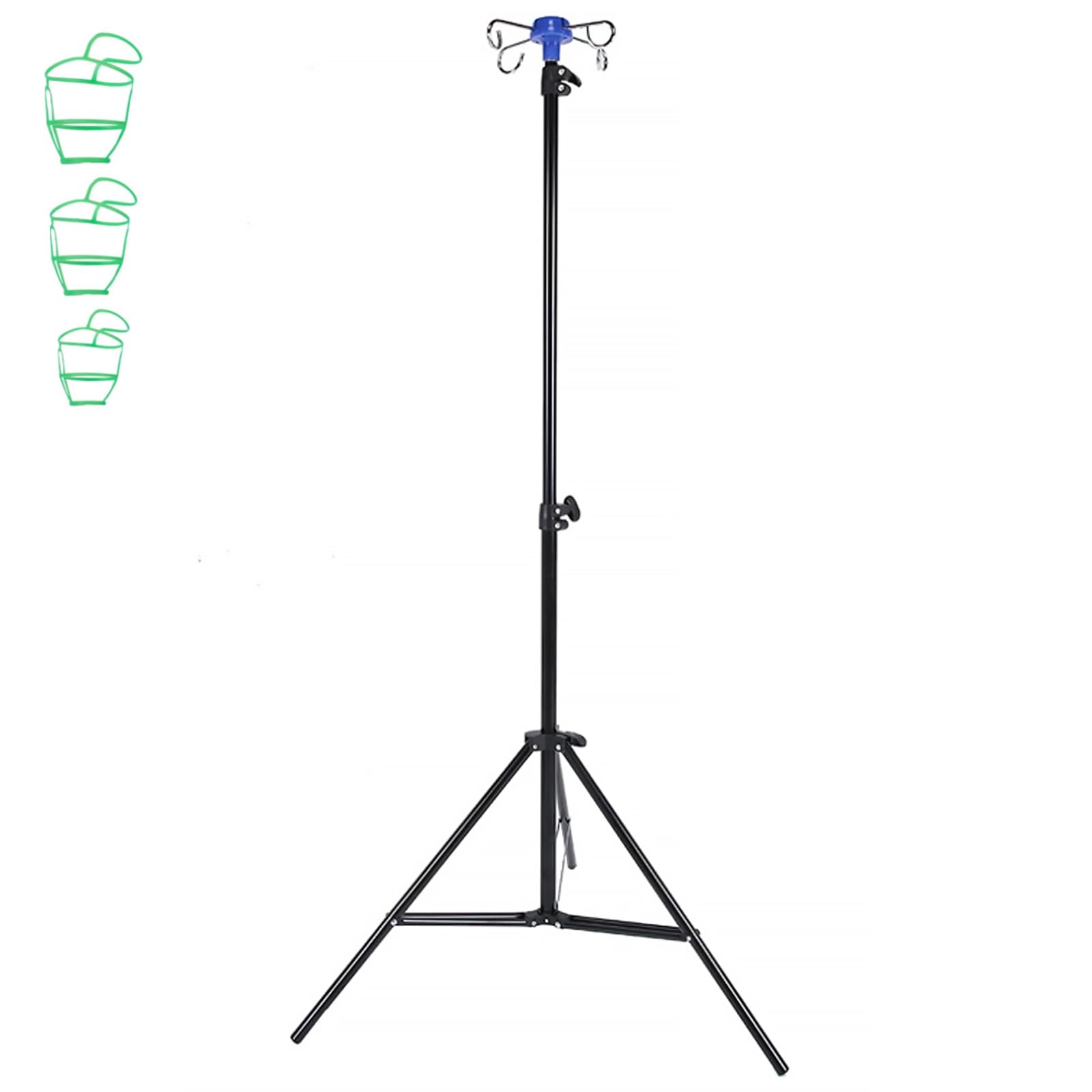 Klappbar Infusionsständer mit 4 Haken und 3 Netzbeuteln IV Ständer Höhenverstellbar von 70-210 cm Tragbarer Aluminiumlegierung Infusion Halterung für Zuhause Pflegeheime Klinikum