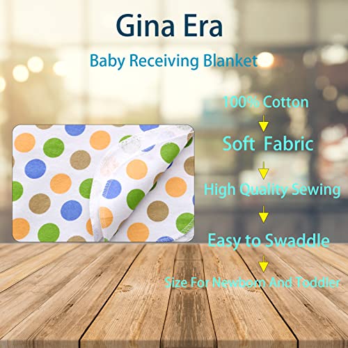 Image of Gina Era Flannel Receiving Blankets, Baby Swaddle Blankets 100% Cotton 4 Pcs One Size 30 X 30 Inch for Baby Boy or Baby Girl (Style4)