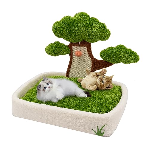 Cat Scratching Post with Hammock - 27.5'' Cat Tree with Natural Sisal Cat Scratching Post, Cat Furniture, Cat Cradle Bed, Cat Hammock, Cat Activity Tree for Indoor Large Adult Cat (Style 11)