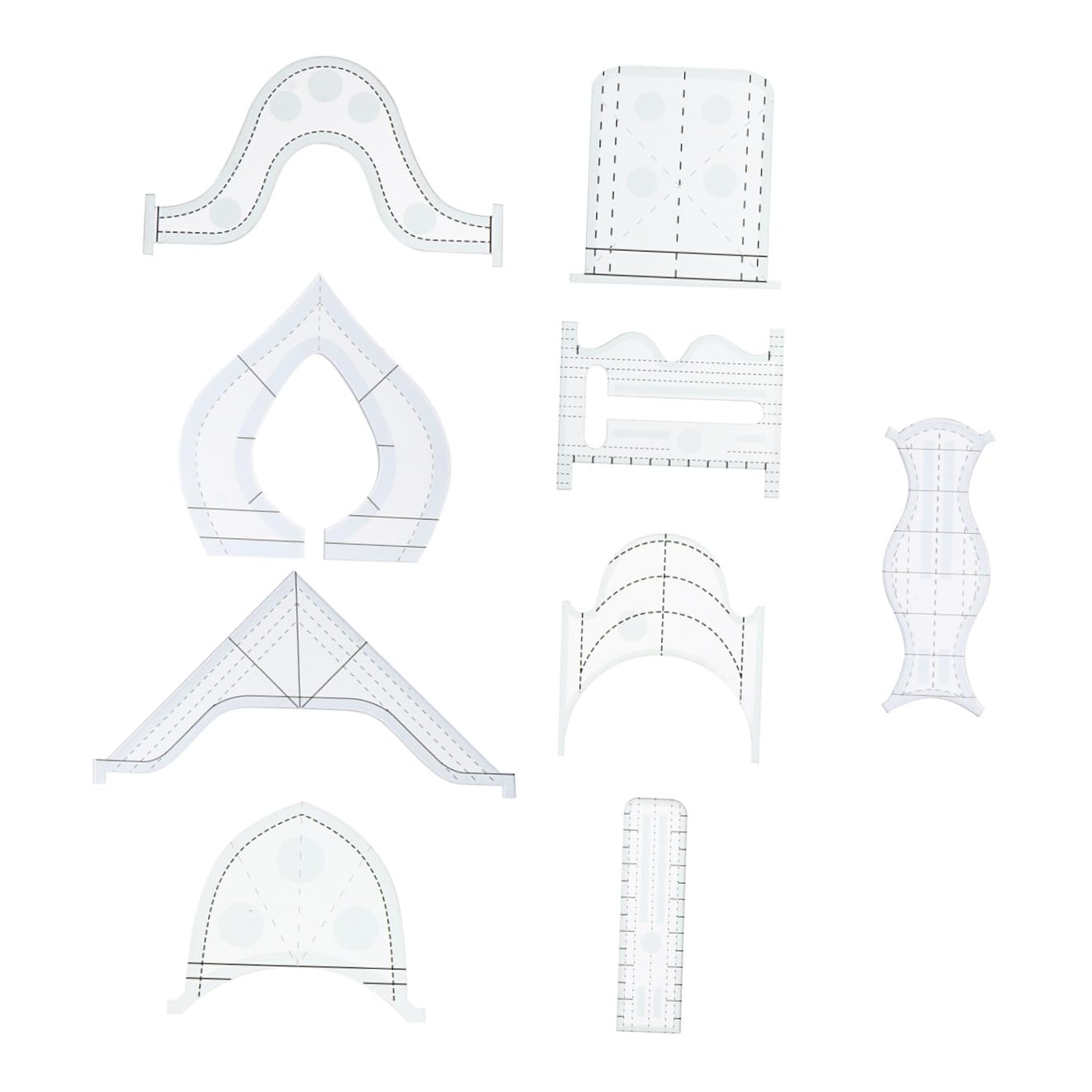 STOBOK 9piezas Regla Acrílica Para Patchwork Plantilla De Costura Multifuncional Para Diseño De Ropa y Manualidades Herramienta De Costura Ligera y Portátil