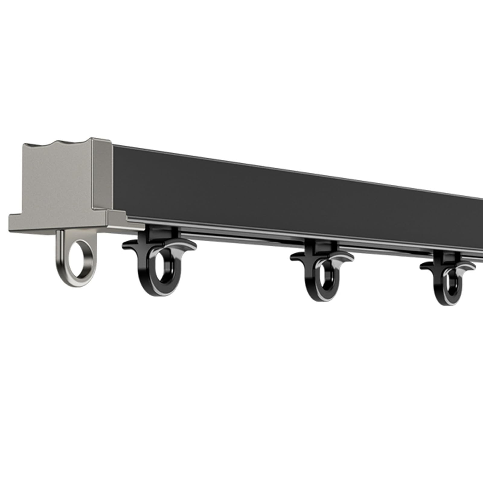 swish curtain track, Aluminium Alloy Curtain Rail Ceiling Track for Curtains Invisible Room Divider for Classrooms and Bedrooms White 2.9m/9.5ft), .8m(Black,5m/16.4ft(1.25m*4))