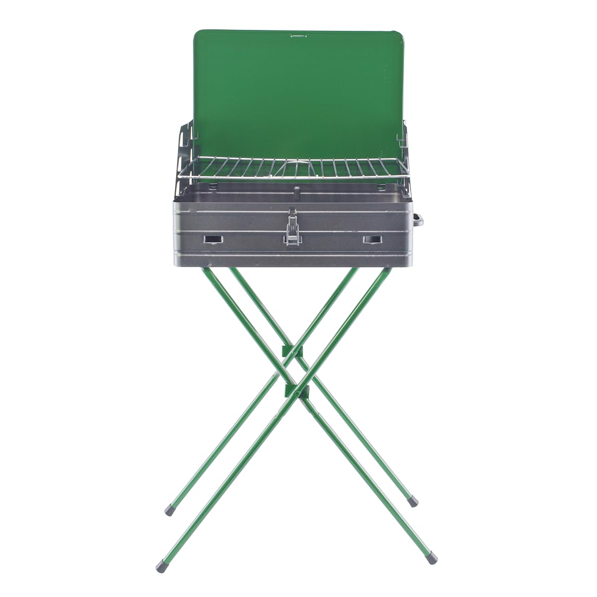 Mediawave Store - Barbecue Richiudibile a Valigetta BAR007 con griglia in acciaio, Barbecue da Asporto, Funziona a Carbonella, Classico Barbecue, Fornacella Barbecue, Verde