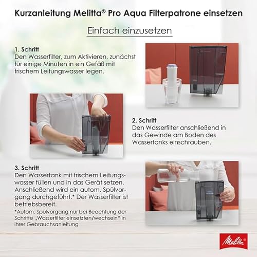 Melitta Filterpatronen Pro Aqua (3 Patronen) – Kalkfilter für Kaffeevollautomaten, verhindern Kalkablagerungen & reduzieren Schadstoffe für den besten Kaffeegeschmack