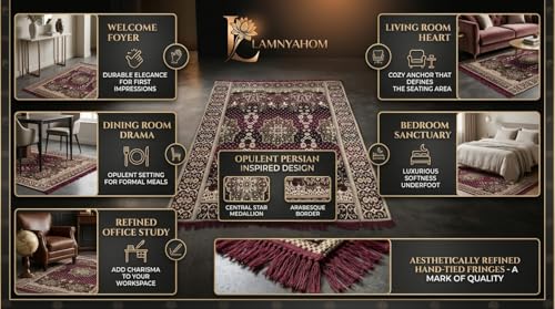 Image of 5x7 Feet Carpet for Living Room | Acrylic Cotton Area Rug | Soft, Durable & Lightweight | Anti-Slip Floor Rug for Bedroom, Hall, Office | Large Washable Carpet (Golden Pink)