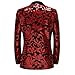 PYJTRL Men Fashion Velvet Sequins Floral Pattern Suit Jacket Blazer (Red, S)