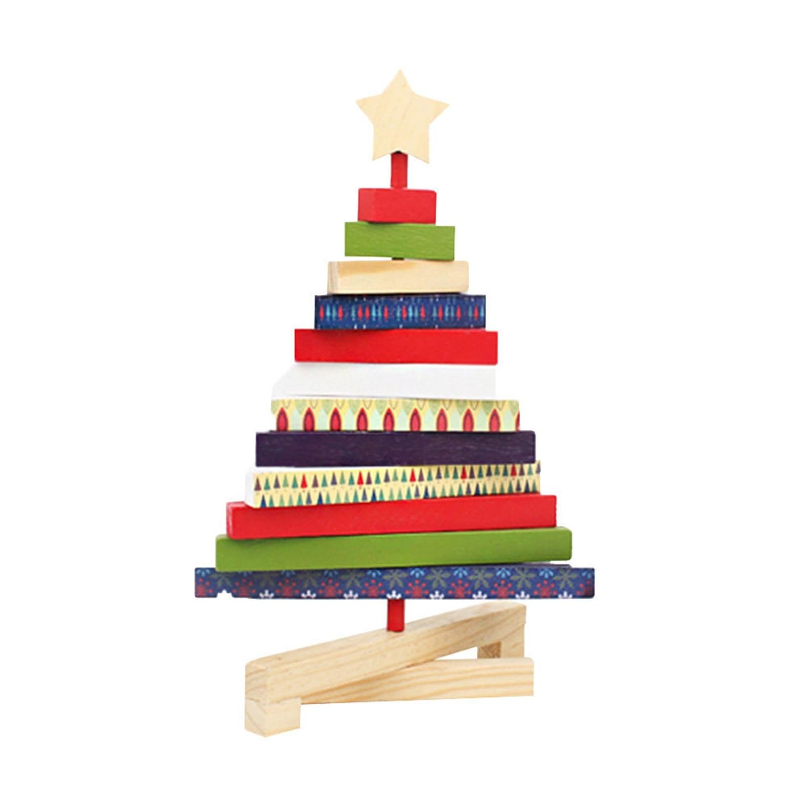 Árbol de Navidad Giratorio de Madera, Adorno de Escritorio Talla S