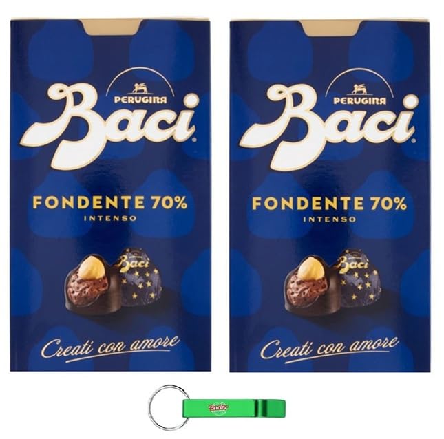2 x Baci Perugina Oscuro 70% Chocolate Caja 200 g + Llavero Beni Culinari Gratis