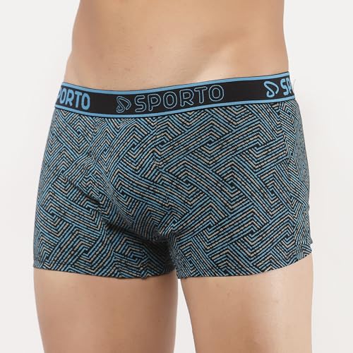 Image of sporto Macho Men's Cotton Spandex Trunk | Premium Single Jersey Fabric | Branded Outer Elastic Waistband | Double-Layer Contour Pouch | Breathable Innerwear