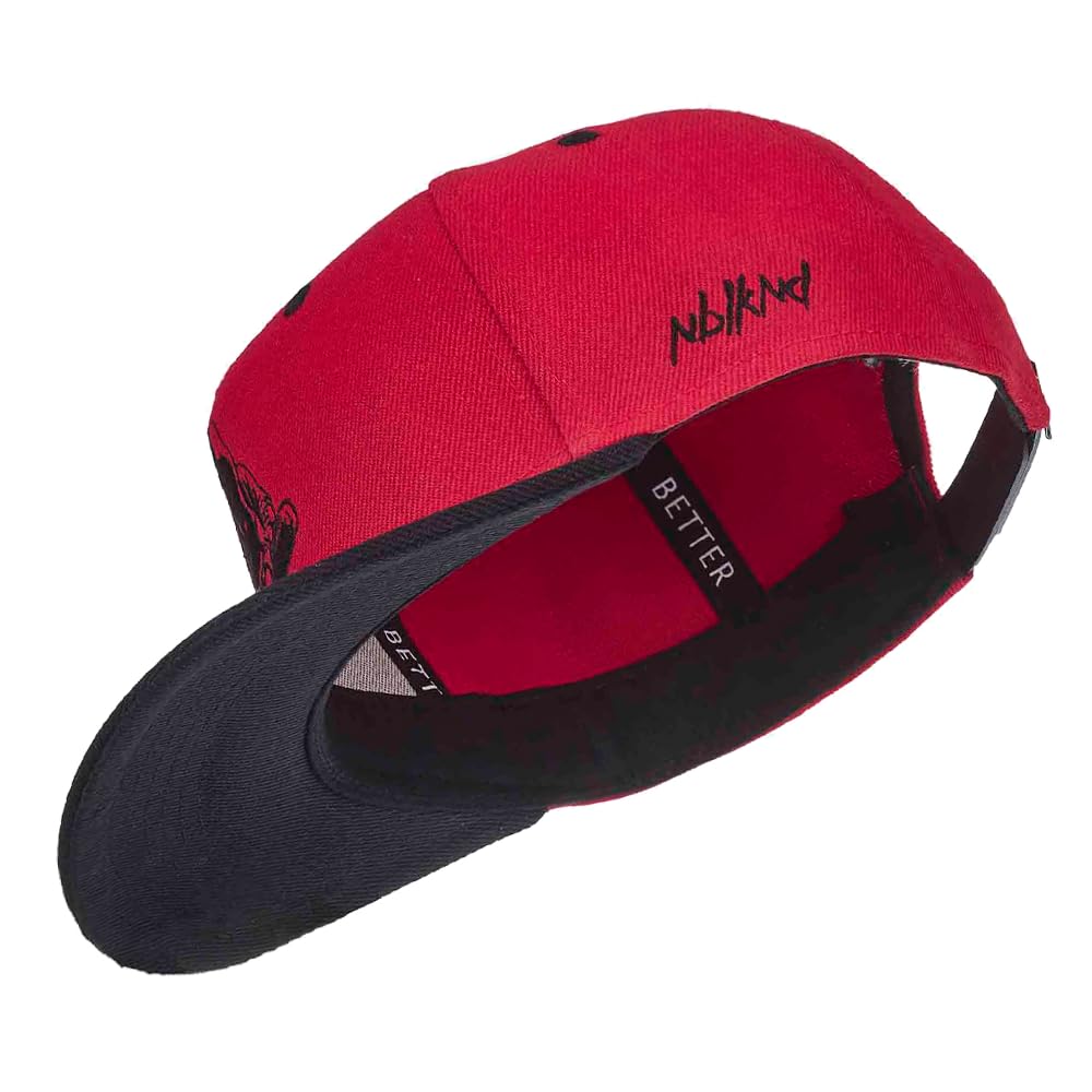 Nebelkind Snapback-Cap-Herren Damen, Flat Brim minimal Curve Kappe mit Stickerei, Lucifer, Einheitsgröße OneSize Größenverstellbar Unisex Basecap Streetwear Style Cap mit geradem Schirm