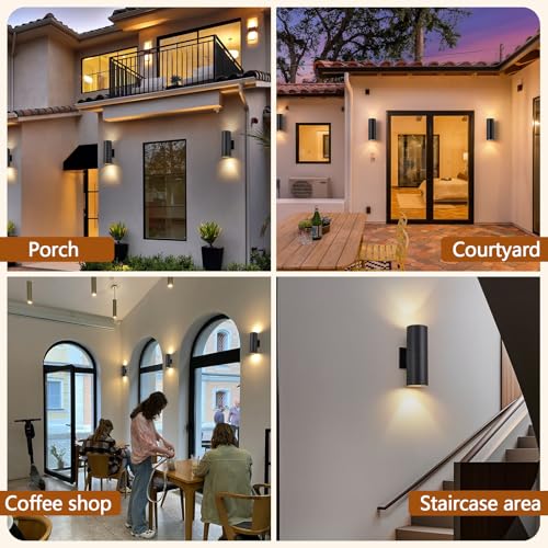 Nigaut 11.8" Outdoor Wall Lights 4 Pack, IP65 Waterproof Anti-Rust Aluminum Up and Down Lights Outdoor for House Garden Porch Exterior Lighting Fixtures, E26 Base