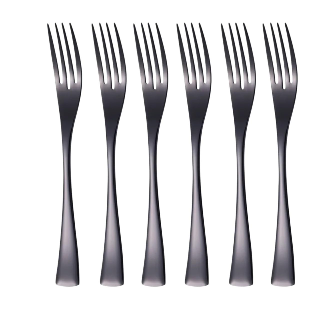 Wzptlkibad Black Dinner Fork Stainless Steel Dinner Fork, 6 Piece Mirror Polished Set