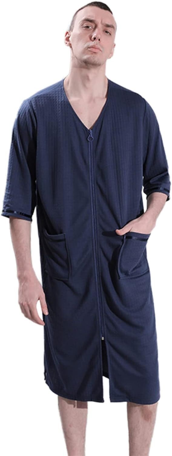 Albornoz Para Viajes Piscina Pareja Pijamas Camisones Bata Hombres Mujeres Suave Camisón Albornoz Con Cremallera Suelta Ropa De Dormir