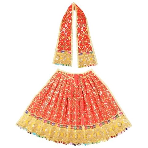 Aditri Creation Decorative Laxmi Durga Devi MATA Dress poshak vastra Cloth lehanga Chunari Puja Item for Idol Statues for Indian Traditional Cultural Festival Decoration Home Decor(Size :- 11")(Red) Cover