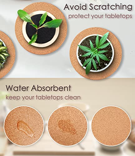 Kitlab Cork Plant Coasters, Double Layers 6 Inch Cork Planter Coaster, Absorbent Cork Plant Mats, Cork Plant Coasters For House Plants, 6 Pcs #TOP3