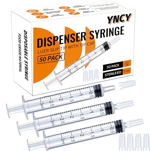 Image of 3ml Syringes with Cap, Luer Slip Tip, Whole Pack Bulk Sterile Sealed, No Needle, 50 Pack