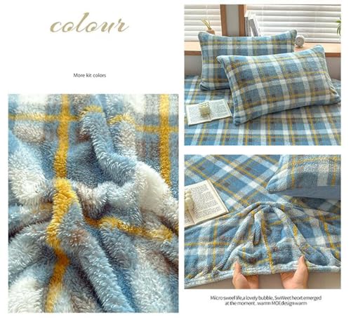 Drap housse velours bleu kaki jaune 150x200 pour une chambre chaleureuse et moderne - 4