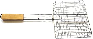 Peixe,Cesto Ergonômico para Camarão - Equipamento cozinha acampamento com cabo madeira distribuição uniforme calor para grelhar hambúrgueres bifes frutos do mar Bodahl