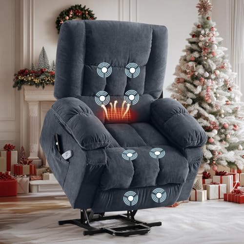 Image of BOSMILLER Power Lift Recliner Chair with Massage and Heat for Elderly,Electric Recliner Single Sofa with Footrest,Side Pocket and USB Charge Port for Living Room