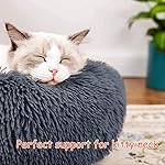 Calming-Dog-Bed-for-Small-Dogs-Cat-Bed-20-Donut-Washable-Small-Pet-Bed-Dark-Grey-Anti-Anxiety-Round-Fluffy-Plush-Faux-Fur-Large-Cat-Bed
