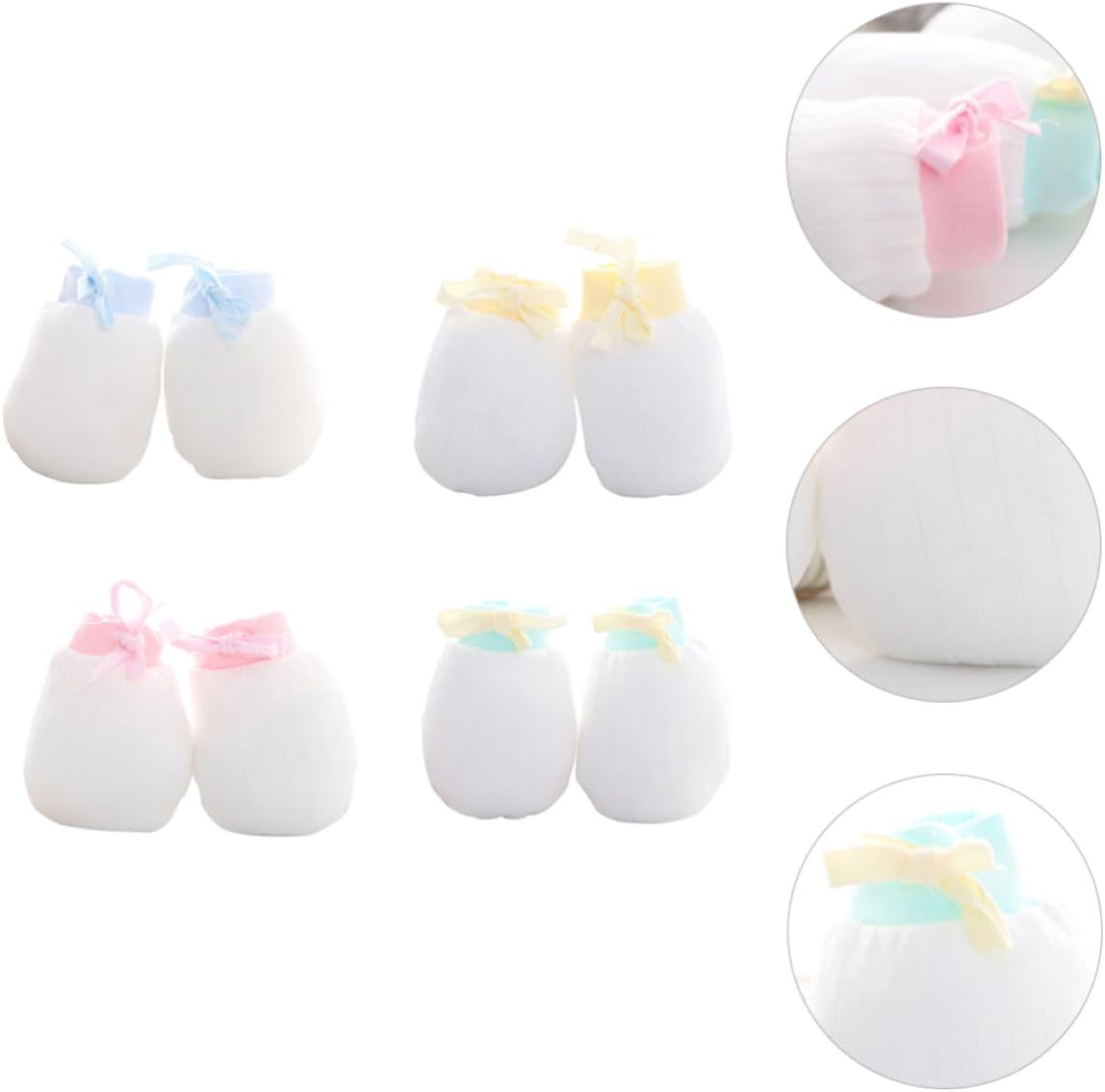 4 Pairs Mittens No Scratch Winter Warm Cloth Gloves for Infants