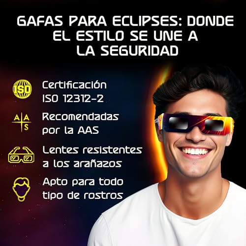 Miniatura 3 de Galaxium 6/12/25/50/100 Pack Gafas Eclipse Solar Homologadas ISO 12312-2 | Gafas para Ver Eclipse Solar | Gafas de Eclipse Solar Homologadas 2026 | Gafas Eclipse Homologadas