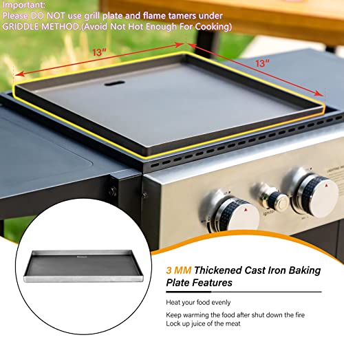 Mfstudio Flat-Top Grill, 2-Burner 20,000 Btu Outdoor Propane Griddle Grill With Cast Iron Griddles Plate, Stainless Steel Cooking Rack And Lid, Black #TOP1