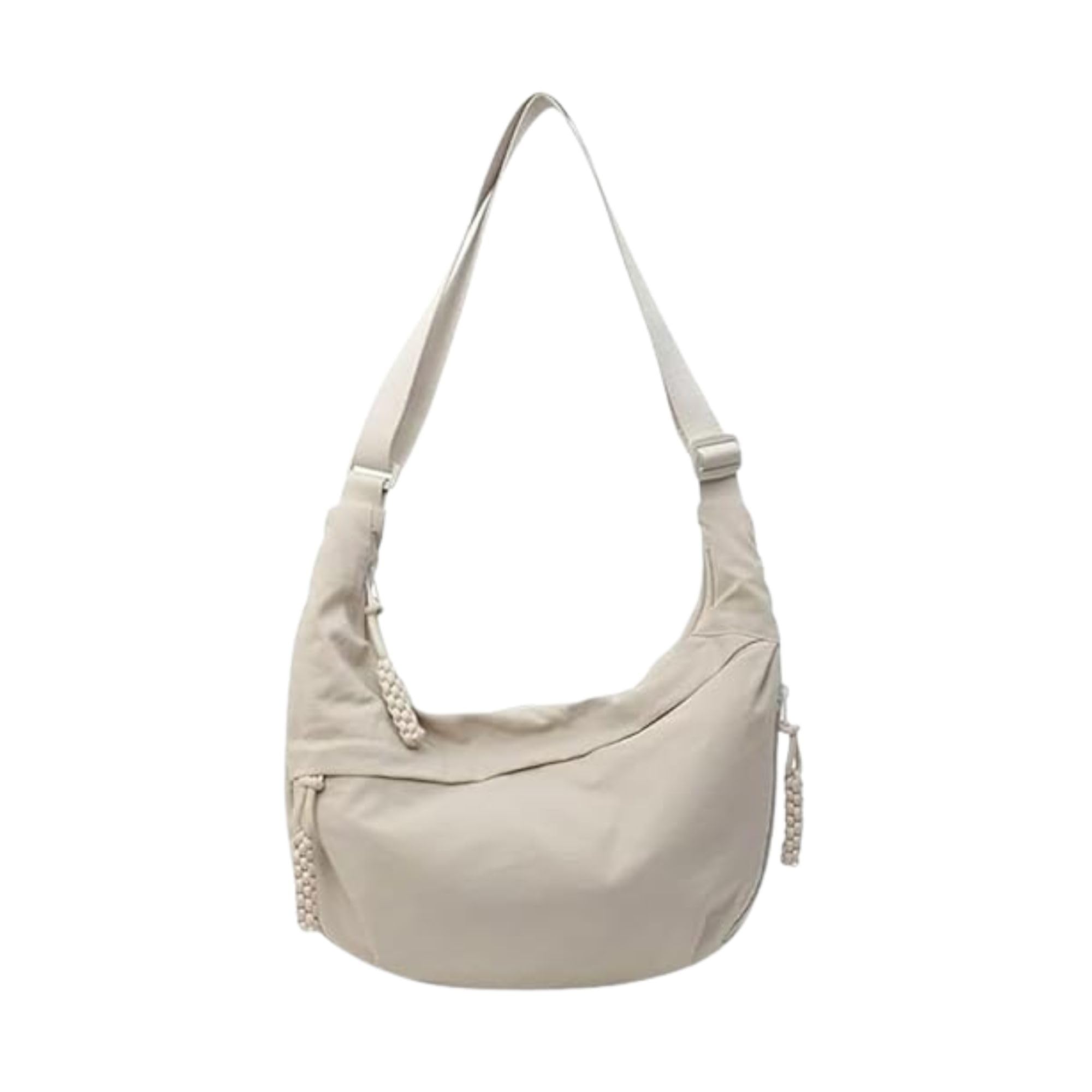 Crossbody Sling Bag for Women & Men, Crescent Half Moon Small Nylon Shoulder Bag, 3 Zipper Pockets, Lightweight, Adjustable Strap for Travel, Casual, Office, College, Daily Use, Pack of 1-image-30