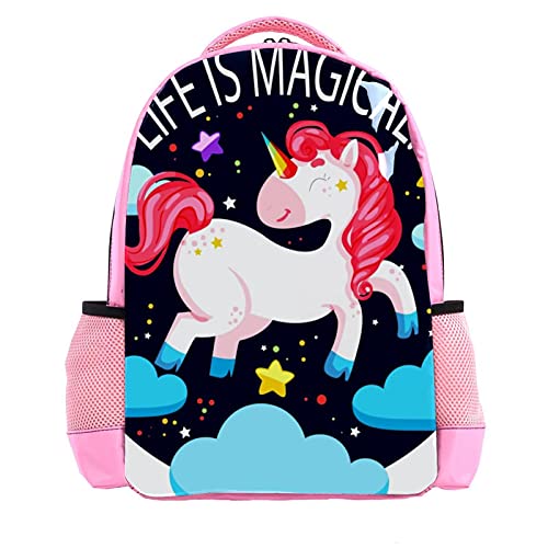 Sac à dos d'école bleu licorne multicolore pour enfants et adolescents