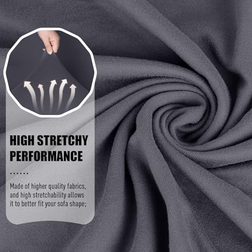 Image of TAOCOCO Recliner Loveseat Covers Stretch Sofa Covers for 2 Seat Large Reclining Couch, 2 Pieces Reclining Loveseat Covers Soft Washable Furniture Protector with Pocket (2 Seater Oversized, Dark Gray)