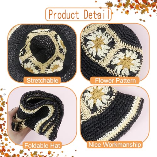 Gorro de verano tejido en paja para mujer, talla mediana miniatura 4