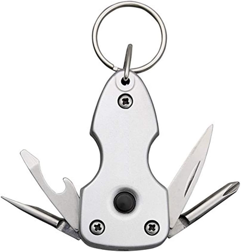 Stealodeal Silver Keychain with Torch, Screwdriver & Bottle Opener Key Chain, Steel