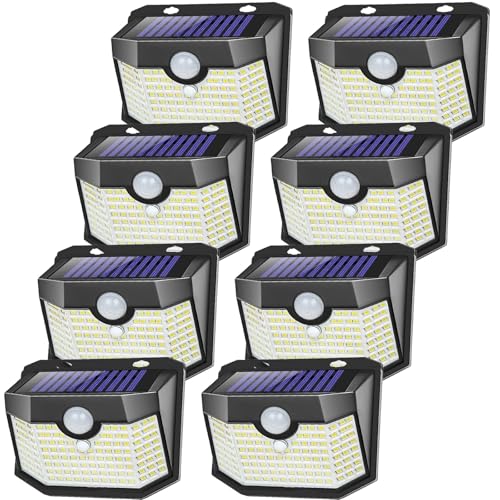 Aootek Solar Outdoor Lights 8 Pack, Motion Sensor, 3 Lighting Mod...