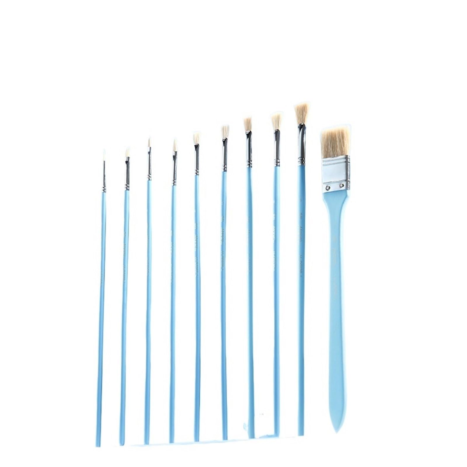 10-teiliges Pinselset, Borsten-Gouache-Pinsel for Öl, Acryl(Blue)