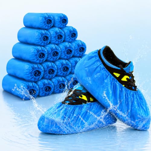 Image of Disposable Shoe Covers, Plastic, Pack of 50 | Non-Slip, Waterproof, Durable Shoe Protectors, For Home, Work, Medical, and Industrial Use, One Size Fits Most