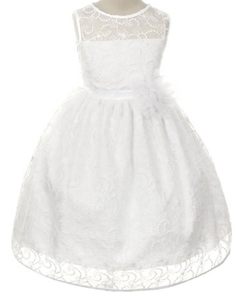 Flower Girls Dress Big Girls’ White Quality Lace Dress Pageant Communion Wedding