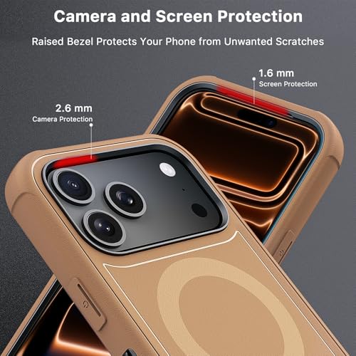 Image of M MYBAT PRO for iPhone 17 Pro Case with Belt Clip Holster,[Compatible with Magsafe] w /Screen Protector,Anti-Drop,Shockproof,w 360Rotating Kickstand,Heavy Duty Protection (Brown)