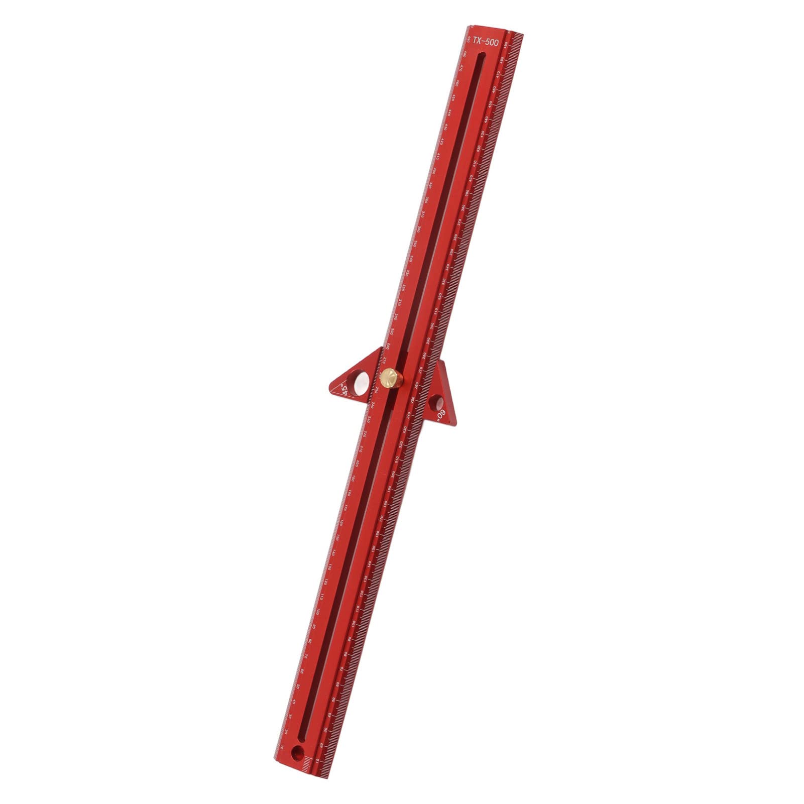 Omabeta Linijka T do Obróbki Drewna Wielofunkcyjne Przenośne Narzędzie Pomiarowe ze Stopu Aluminium dla Stolarzy Czerwony 1 Szt (50cm)