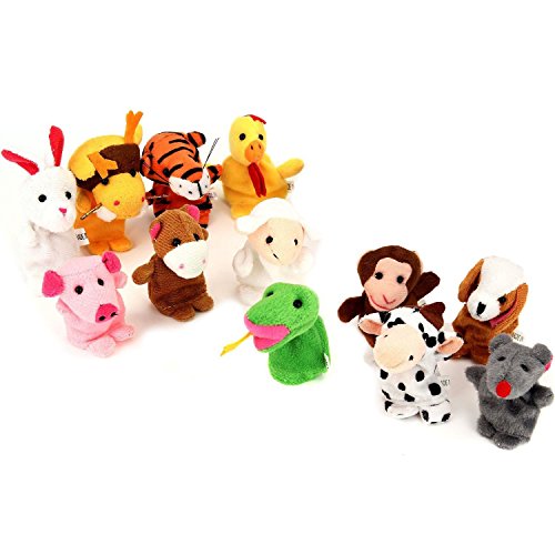 Finger Puppets Finger toys,Danibos 12pcs Velvet Small Animal Baby Stories Helper, Christmas Finger Puppets for Baby, Kids (finger toy) (finger toy(12pcs animal))