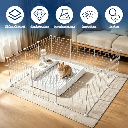 FHTONGE Bunny Litter Pan for Cage Corner with Steel Grid Holes, Rectangula Rabbit Litter Box Pet Toilet for Rat Chinchilla Hedgehog Hamster Ferret Guinea Pig, Small Animals Potty Trainer Tray by FHTONGE - Image 6