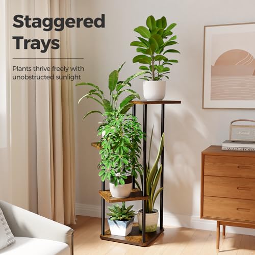 Image of Bamworld Small Plant Stand Corner Plant Shelf for Indoor Plants