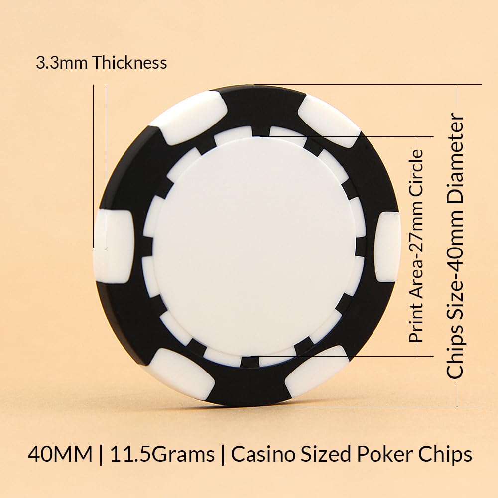 MARRILYTON 100 Clay Custom Poker Chips, Drink Token Chips Imprinted with Your Logo, Image and Text on Chips, Heavy 11.5 gram Casino Sized Poker Chips for Weddings, Parties, Corporate Events (Red)