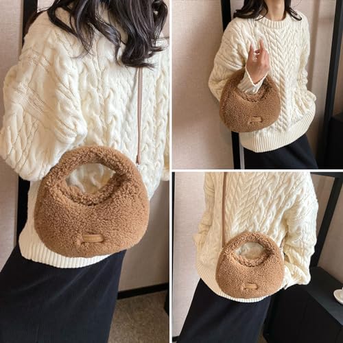 Furry Purse for Women Faux Fur Bag Cute Lambswool Fuzzy Crossbody Bags Top-Handle Fluffy Handbag2