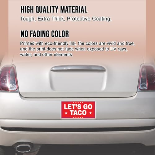 Image of Subtle Let's Go Taco Bumper Sticker Anti Funny Leftist Feminist Social Justice Human Rights Red Vinyl Decal for Car Truck, Waterproof UV-Resistant 7.5x3.75in