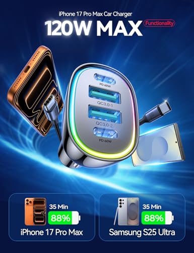 120W for iPhone 17 Pro Max Car Charger - image 2