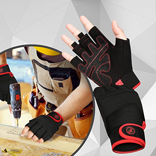 MOREOK-Work-Gloves-Half-Finger-Gardening-Gloves-for-MenWomen-Strengthen-Palm-Protection-Protective-Utility-Gloves